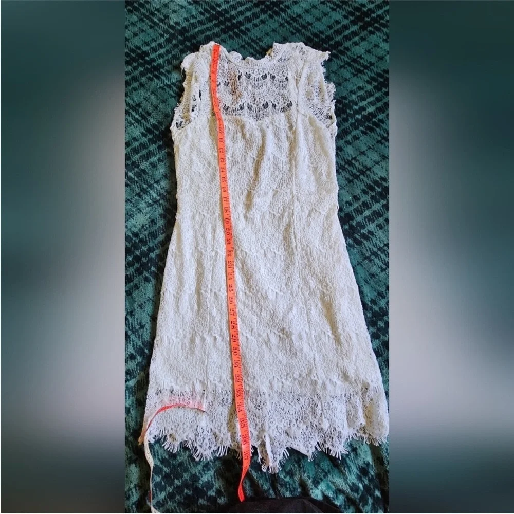 Free People Ivory Lace Mini Dress Open Back NWT Romantic Cottagecore Size Large